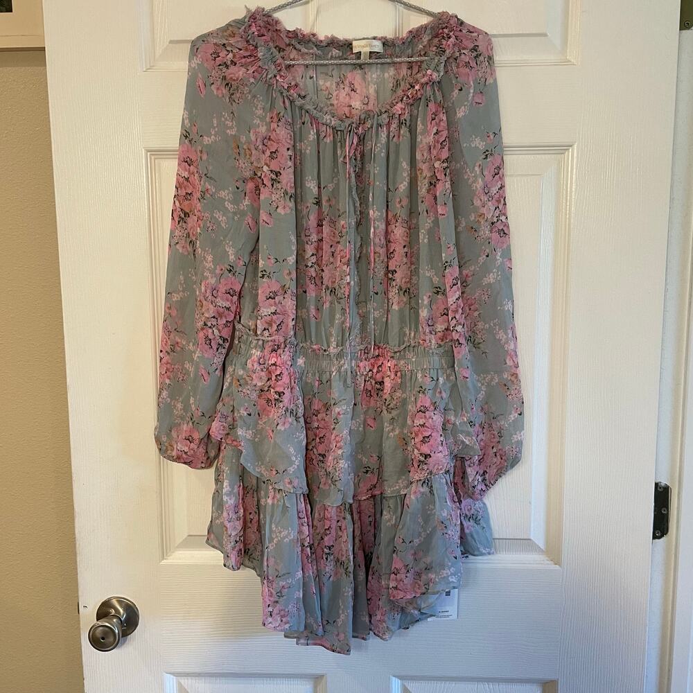 LoveShackFancy Popover Floral Mini Dress